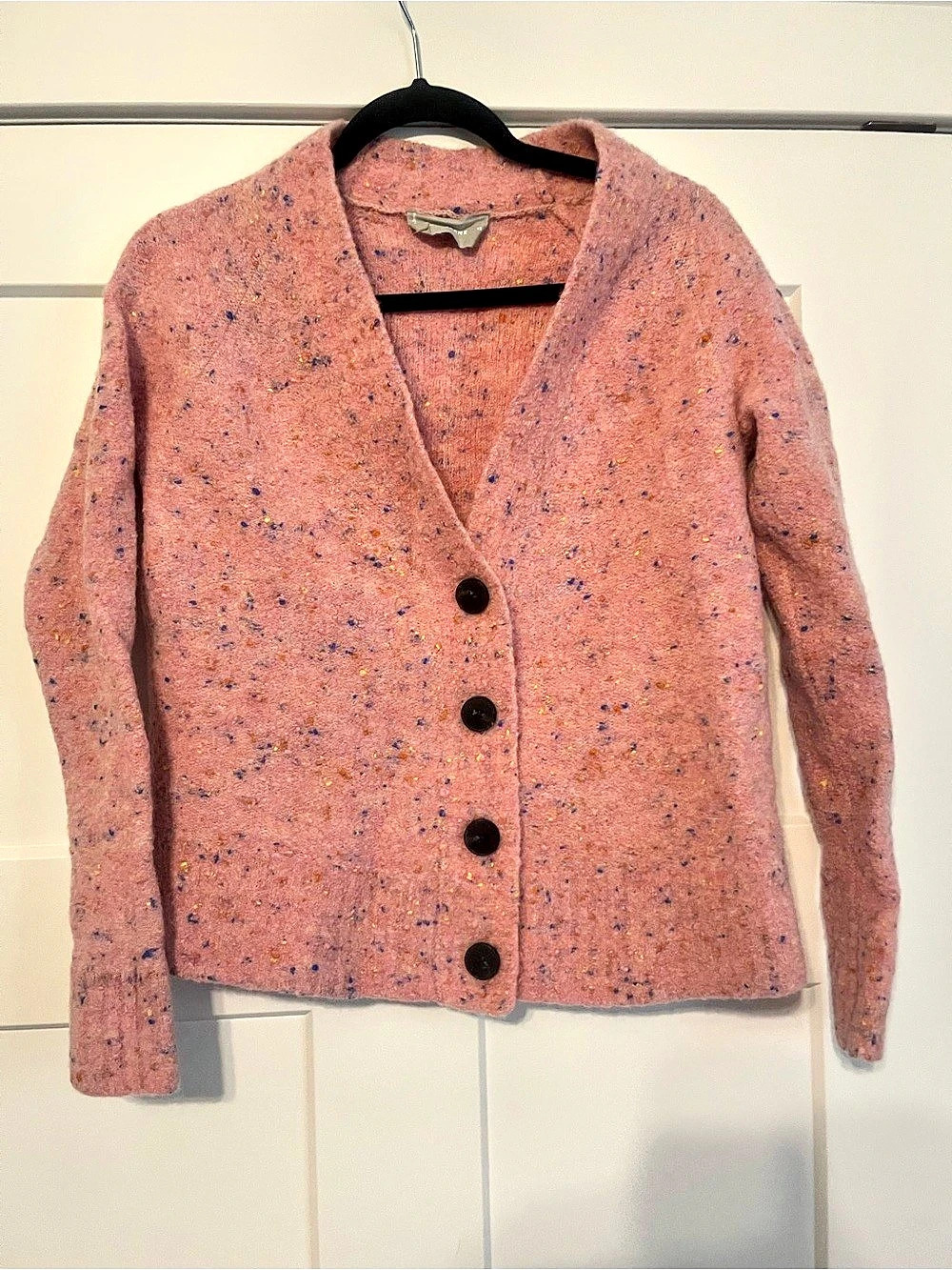 Everlane The Confetti Cardigan Pink Size XS merino wool blend